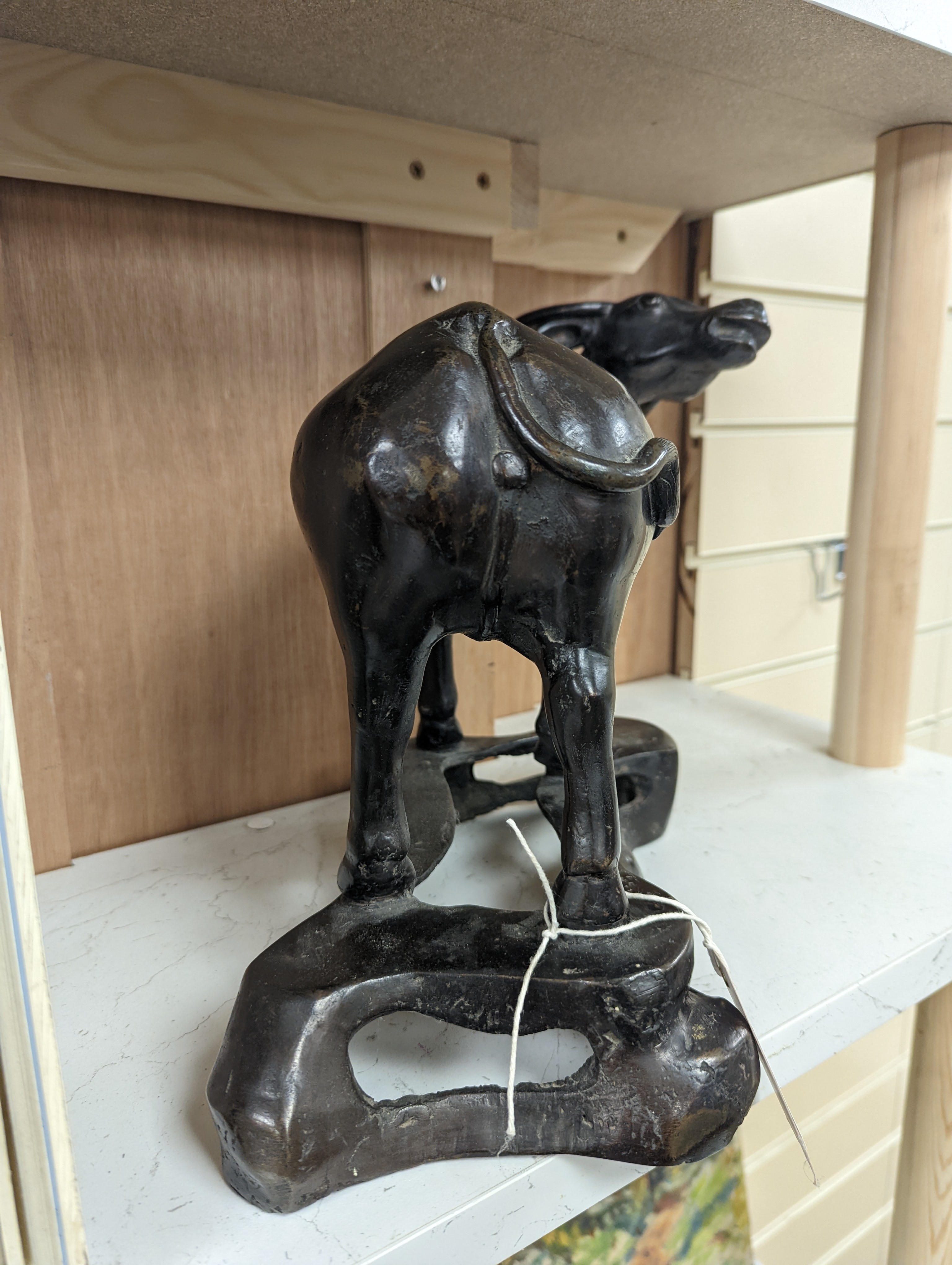 A Chinese bronze buffalo censer, Ming dynasty, - no cover 26cm